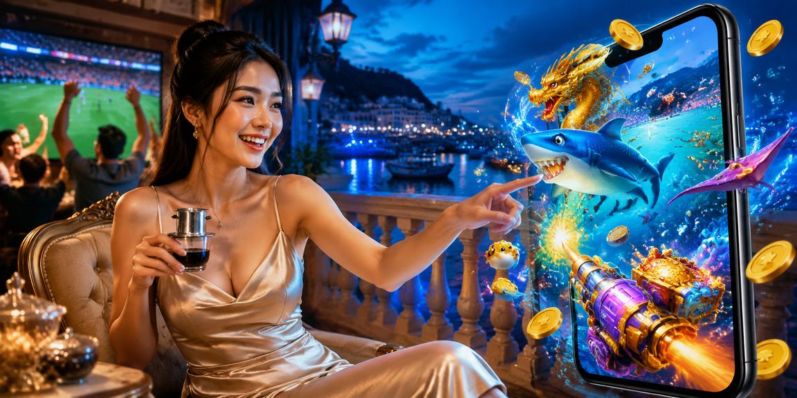 Người chơi truy cập xsmientrung trên điện thoại tại quán cà phê Đà Lạt