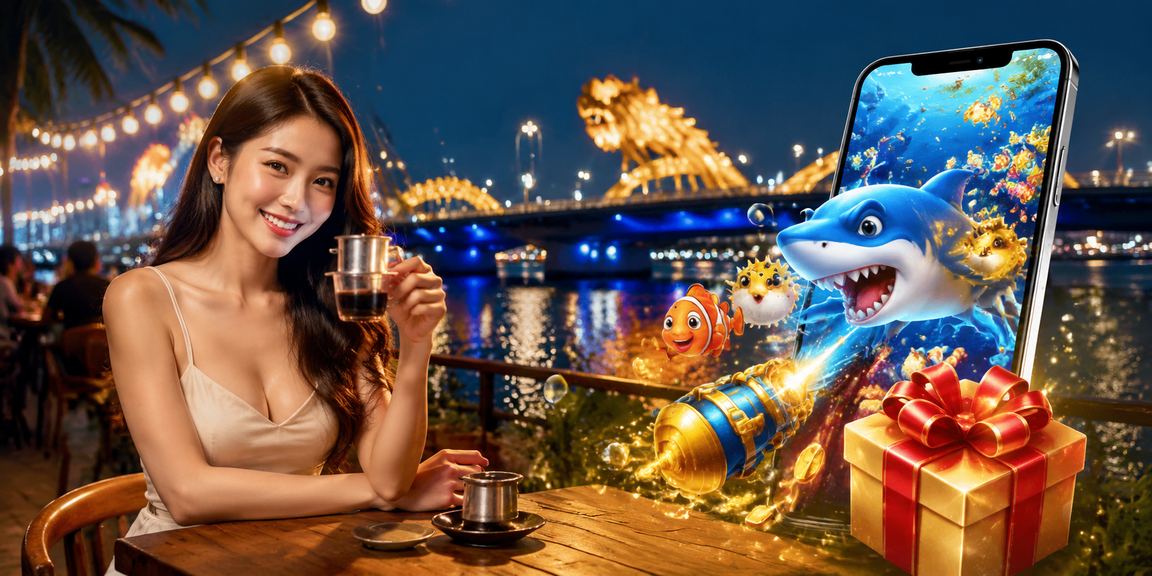 Người chơi game bắn cá trực tuyến tại Đà Nẵng trong không gian cà phê thoải mái